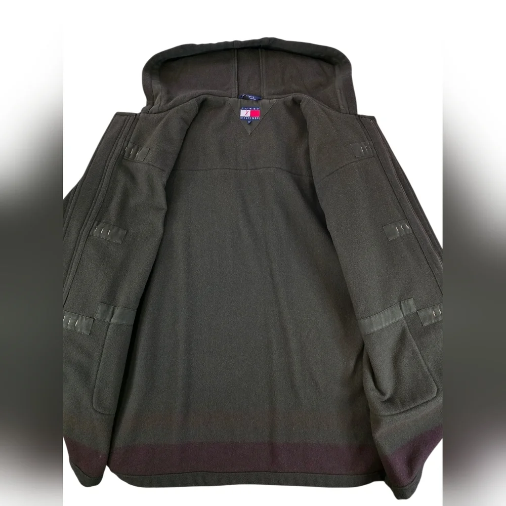 Vintage 90s Tommy Hilfiger Wool Duffle Coat Hooded Toggle Jacket XL